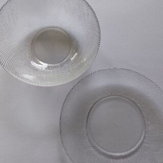 ①フランス arcoroc社製 ガラスボウル+プレート 4セットの画像