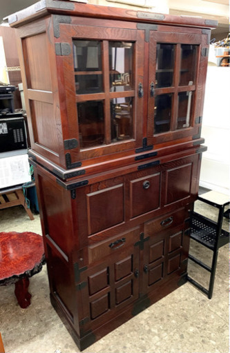 民芸調アンティーク棚/ライティングビューロー