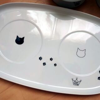 猫壱 ハッピーダイニング 脚付 フードボウル ウォーターボウル 食器トレー 3点セット の画像