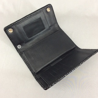 ハンドメイド エイ革 3つ折チェーンウォレット ロングウォレット 長財布 レザークラフトの画像