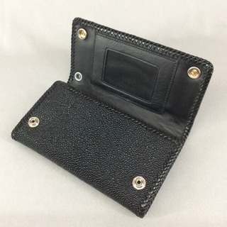 ハンドメイド エイ革 3つ折チェーンウォレット ロングウォレット 長財布 レザークラフトの画像