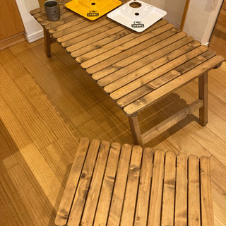 アウトドア　ウッドテーブルセットの画像