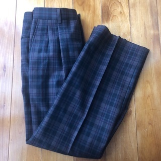 韓国　チェックタックパンツ　メンズ　古着　スラックス