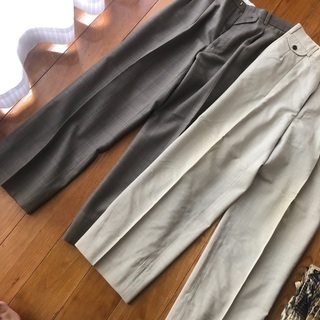 二本セットチェックタックパンツ　スラックス　韓国　古着