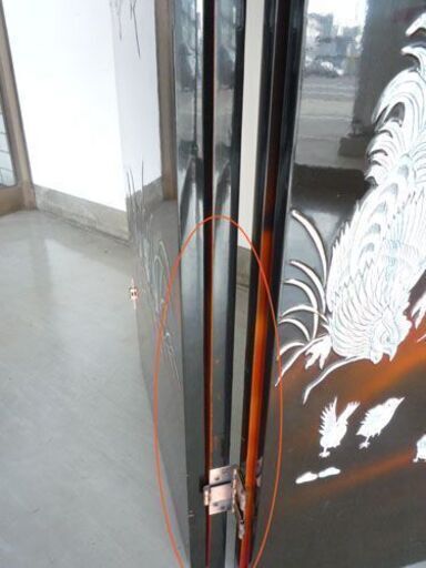 螺鈿細工 4つ折り屏風 高さ150.5ｃｍ 漆塗り パーテーション 仕切り 衝立 鳥 山水花鳥 蝶 孔雀 鶏 札幌市手稲区