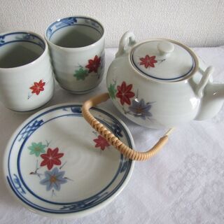美濃焼 赤絵 茶器 2客 手塩皿2 