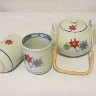 美濃焼 赤絵 茶器 2客 手塩皿2 の画像