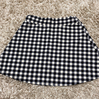 ミニスカート　古着　黒白チェック柄