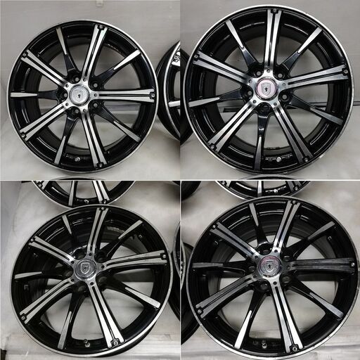★特価★ 17X7J EUROS 5H -114.3 off 38 10本スポーク ブラック＆シルバー ハリアー 新型エクストレイル エスティマ デリカD5 4本     ～横浜市旭区 ズーラシア近く～