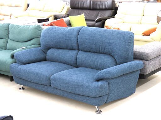 北海道/千歳市 ニトリ NポケットA8 3P FN-TBL 布張り ブルー系 W182㎝×H86㎝×D85㎝ 2人～3人掛け用 近郊配送/店頭でのお受渡し大歓迎