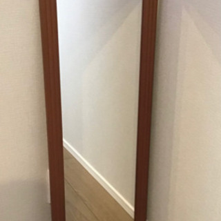 【中古】木製 壁掛け 全身鏡 チーク色の画像