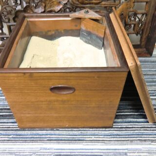 【古民具】木製火鉢(灰・蓋つき）【金額応相談】