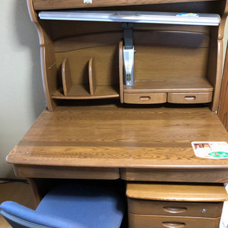 オクモト 勉強机 天然木デスクの画像