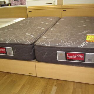 R051 高級 国産 FRANCEBED シングル2台セット、キングサイズ、Slumberland マットレス、美品 幅195cm