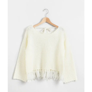 新品未使用　MAJESTIC LEGON　フリンジニットプルオーバー　アイボリーの画像