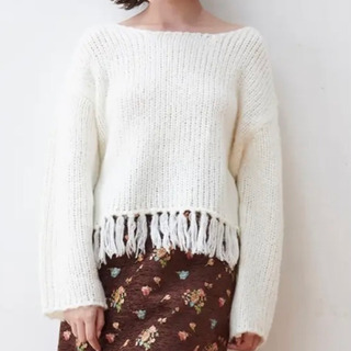 新品未使用　MAJESTIC LEGON　フリンジニットプルオーバー　アイボリーの画像