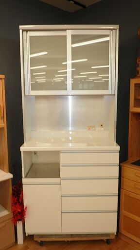 最高級食器棚☆k312☆パモウナ☆食器棚・レンジボード☆幅1000☆スリムタイプ☆良品☆近隣配達、設置可能