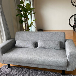 引取のみ】2人掛けコンパクトソファ クッション2個付