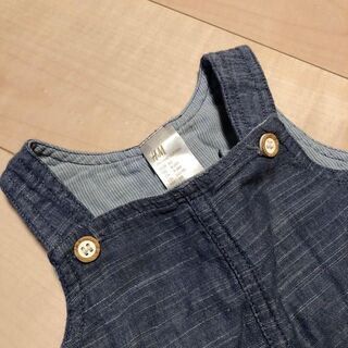 H&M 柔らかサッシュ デニム調可愛いカバーオール 4-6Mの画像