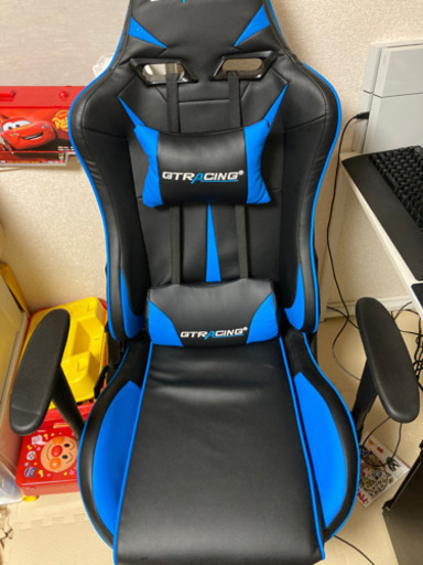 ゲーミングチェア　青　PC椅子