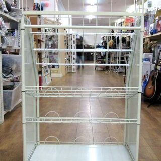 マガジンラック 店舗用 什器 幅77×奥44×高133cm ディスプレイ ブックスタンド ホワイト 白 キャスター付き 札幌 厚別店の画像