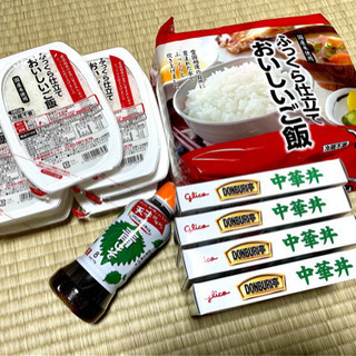 テーブルマークのご飯17個　グリコのどんぶり亭中華丼4個　リケン...