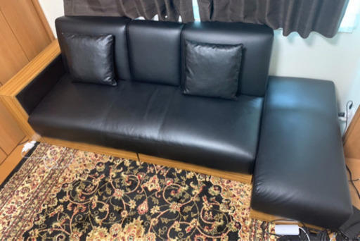 PVCレザー ソファ ベッド 黒