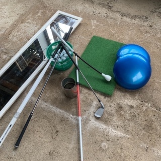 ゴルフ練習器具セット ホールカップ 旗竿 マット ボール バット...