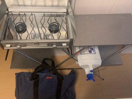 ユニフレーム　ツインバーナー　キッチンスタンド、タンク、トートセット