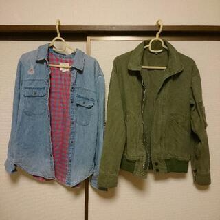 ユニセックス 男女兼用 ジャケット デニムシャツ    二枚セッ...
