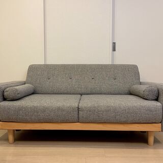 2人掛け天然木ソファの画像