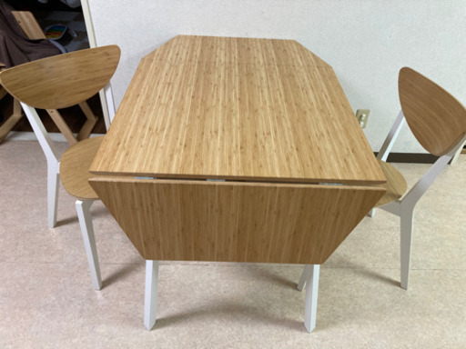 値下げ★IKEA ダイニングテーブルセット　伸長式テーブル＋椅子2脚