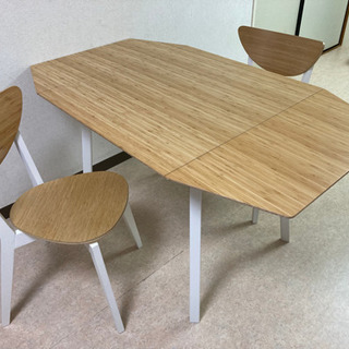 値下げ★IKEA ダイニングテーブルセット　伸長式テーブル＋椅子2脚