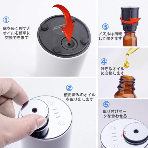 美品 アロマディフューザー ネブライザー式 白 正規品 充電式 静音 噴霧 ミスト量調整可 タイマー機能 水不要 車用 ヨガ室 ホテル
