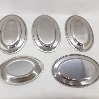 ステンレス製 小判皿 大・小 5枚セット　/DJ-0284-Aの画像