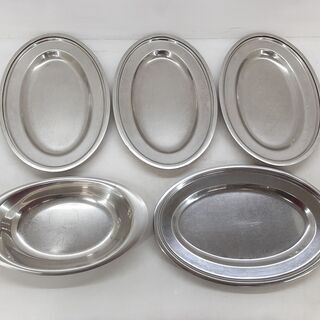 ステンレス製 小判皿 大・小 5枚セット　/DJ-0284-Aの画像