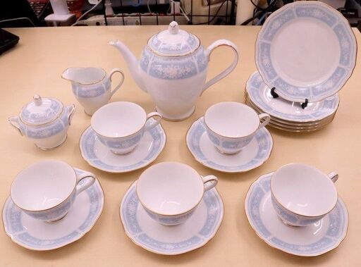 ノリタケ ティーセット 20ピース レースウッドゴールド　ag-gf001