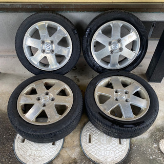 スズキ純正ホイール14×4.5J+50 PCD100×4穴タイヤ...