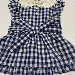 犬服　RADICA　ワンピース　白紺チェック　【L】　～5kg