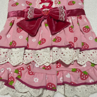 犬服　ペットパラダイス　プリティブーケ　野いちご柄　ワンピース　ピンク　【SS】　4～5kg　の画像