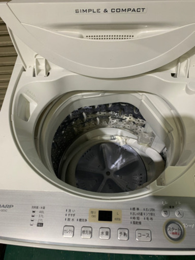 美品★SHARP ES-GE5C  2018年製　洗濯機　5.5kg