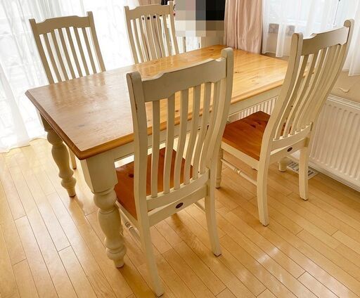 札幌 fw.Scene エフダブルシーン ダイニングセット ４人用 北欧 カントリー調 ナチュリエスタジオ 中古 ダイニングテーブル