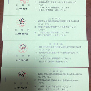 裾野市体育館回数券　180円×12 4冊
