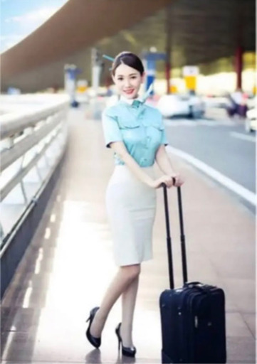 大韓航空　CA制服　4点セット　半袖シャツ　スカート　バレッタ　タイ　ヘアピン