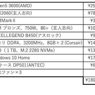 ゲーミングPC 自作 ryzen5 3600 rtx2060 フォートナイトの画像