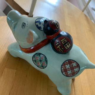 骨董　イノシシ　陶器　置物　招福