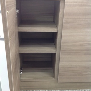 ダークブラウン 木製 幅144cm 鍵付き収納 【9650590】