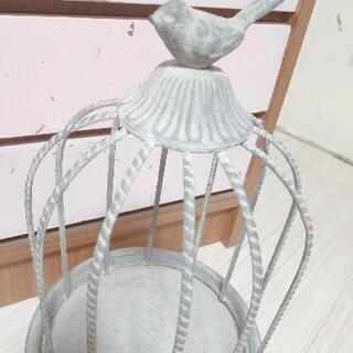 【お取引完了】フレンチシャビーな置き型鳥籠　高47㎝🐦マットグレーなアイアンの鳥かごの画像