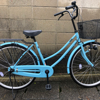 【中古自転車】26インチ変速なし　美品❗️鮮やかな水色　若林自転...