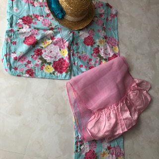 cuteに夏を満喫♡ジュニア浴衣セット へこ帯 カンカン帽